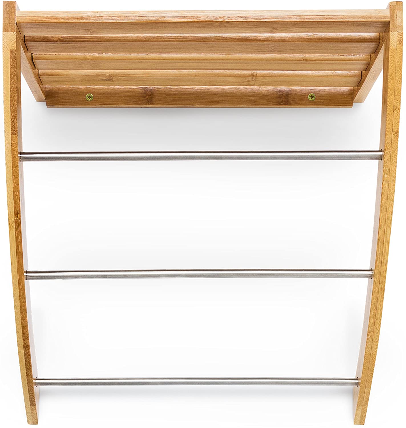 Relaxdays Ξύλινο Ράφι Τοίχου για το Μπάνιο από Bamboo - Natural Wood - 4052025191887