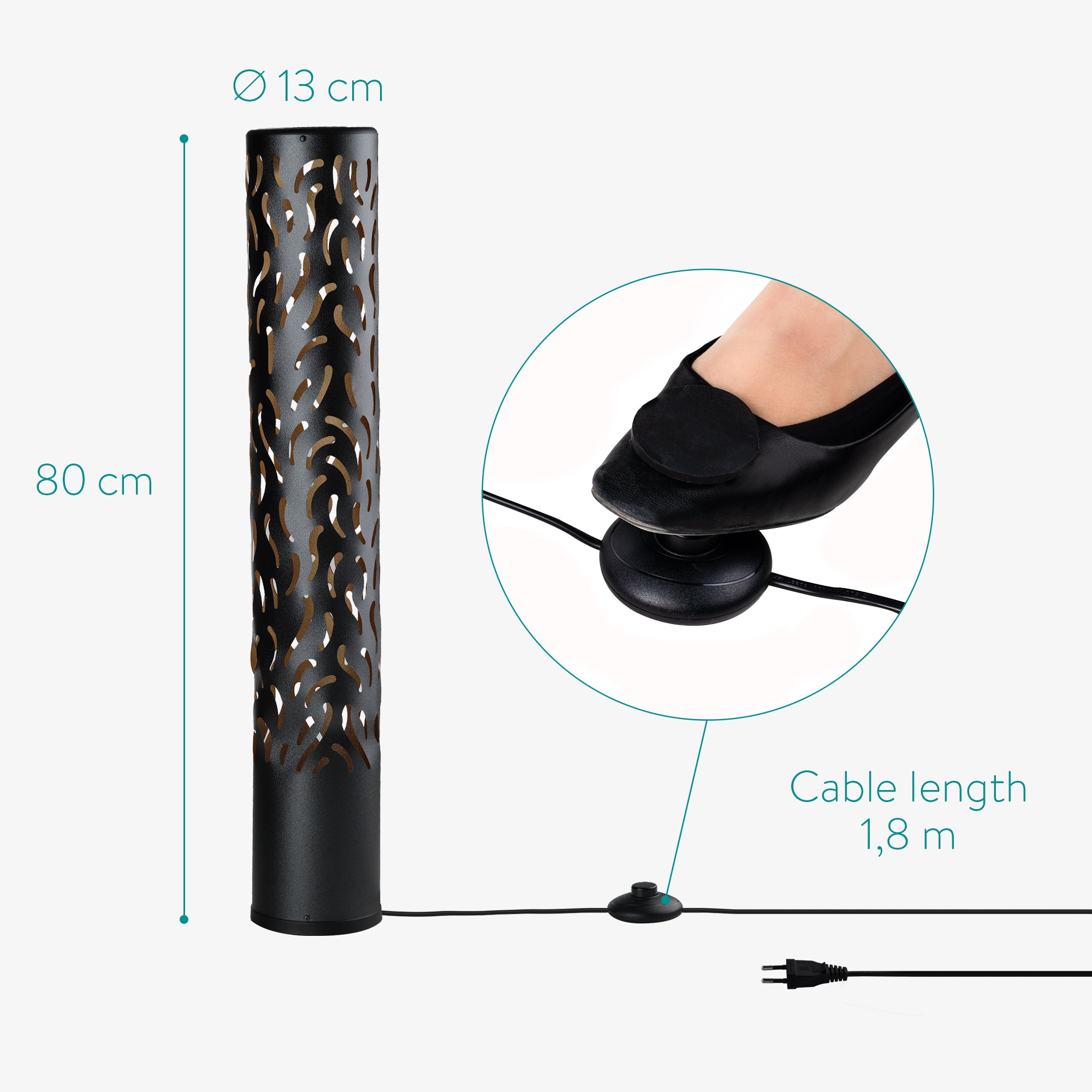 Navaris LED Floor Lamp Φωτιστικό Δαπέδου με Φωτισμό LED - Black - 49034.68