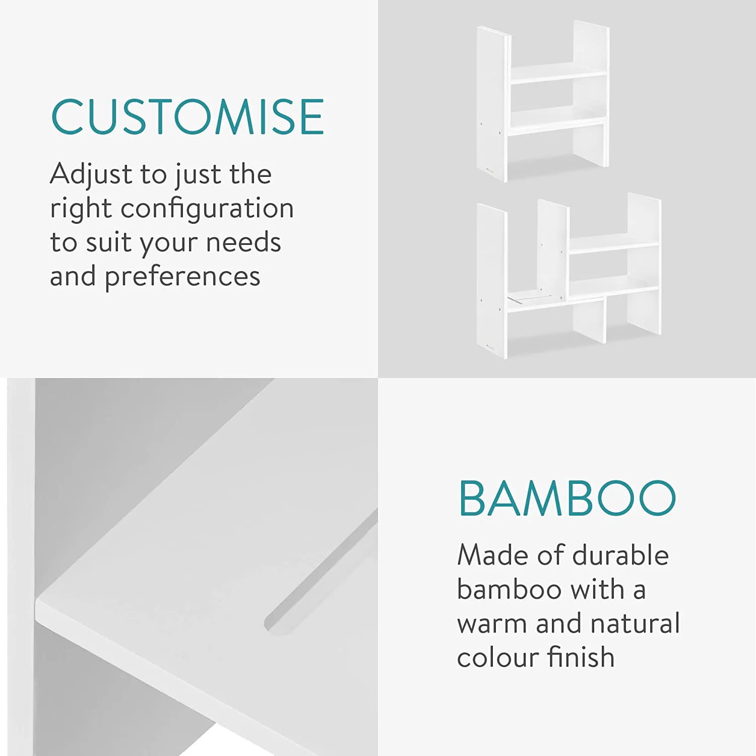 Navaris Βάση Οργάνωσης Γραφείου από Μπαμπού - White - 54165.02