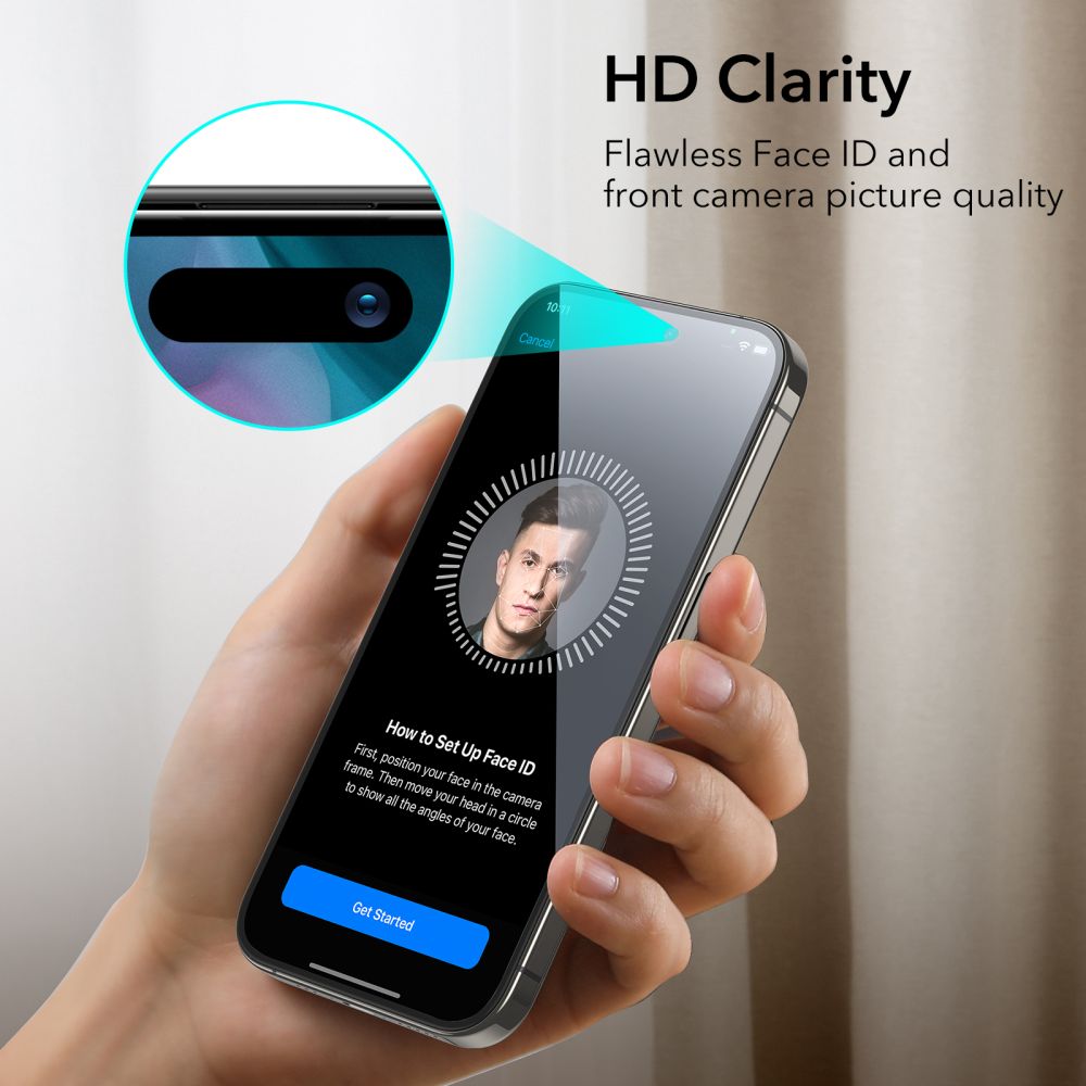 ESR iPhone 15 Pro Full Screen Tempered Glass 9H Αντιχαρακτικό Γυαλί Οθόνης - 2 Τεμα΄χια - Black