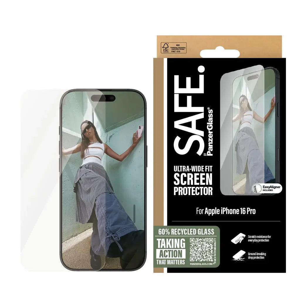 Safe by PanzerGlass iPhone 16 Pro Ultra-Wide Fit Case Friendly Full Screen Αντιχαρακτικό Γυαλί Οθόνης - Διάφανο - SAFE95876