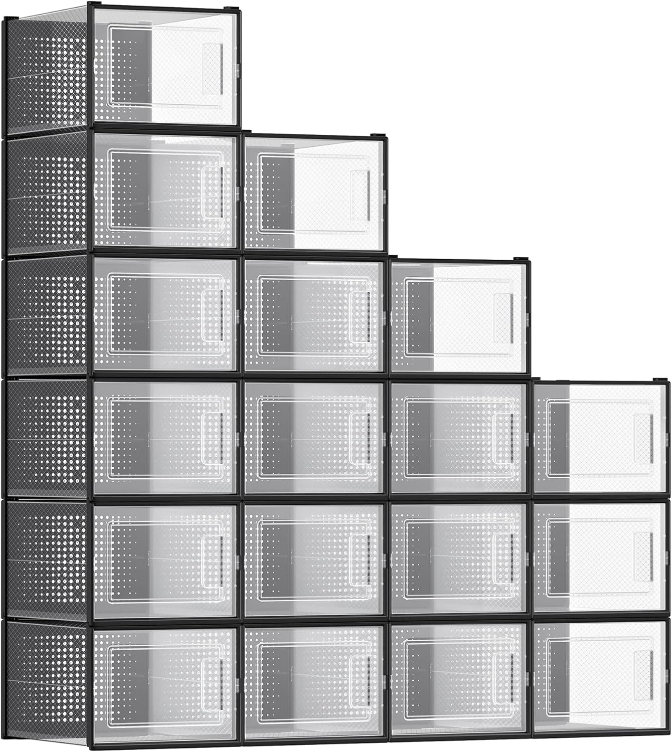 Songmics Σετ με 18 Κουτιά Αποθήκευσης Υποδημάτων - Black / Διάφανα - LSP007B18