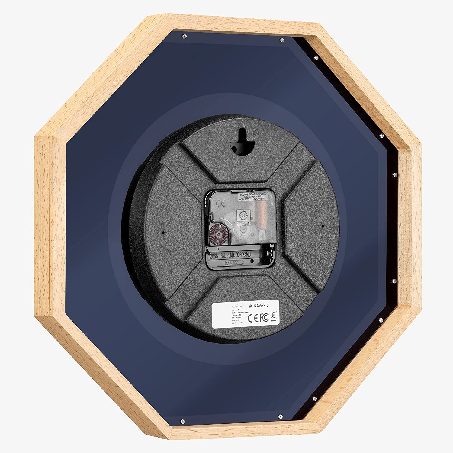 Navaris Analogue Wood Wall Clock Design Octagonal - Ρολόι Tοίχου - Light Brown / Gold - 54470.24.21