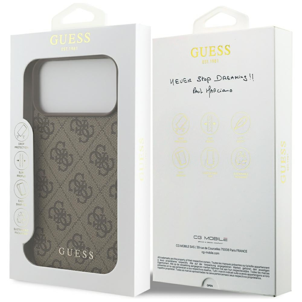 Guess iPhone 17 Pro Max - 4G Classic - Σκληρή Θήκη με Πλαίσιο Σιλικόνης και Επένδυση Συνθετικού Δέρματος - Brown - GUHCP17XG4GFBR