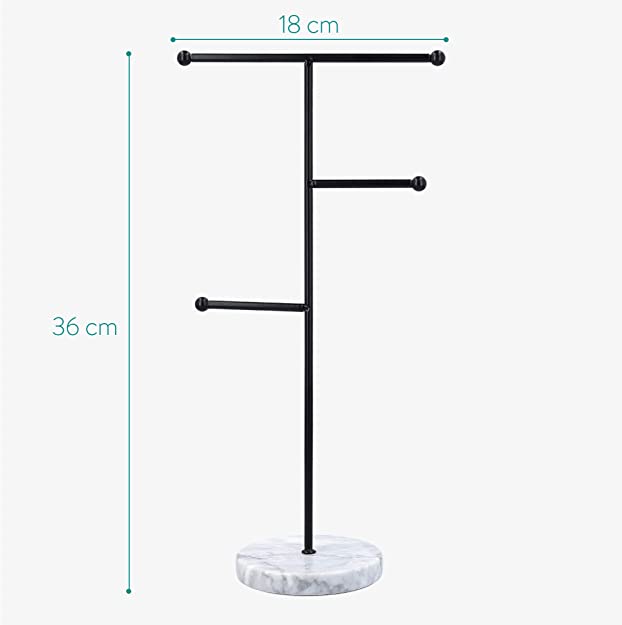 Navaris Μεταλλικό Stand Κοσμημάτων με Μαρμάρινη Βάση - Black - 52596.01