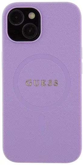 Guess iPhone 15 Plus Saffiano MagSafe Σκληρή Θήκη με Πλαίσιο Σιλικόνης και MagSafe - Purple - GUHMP15MPSAHMCU
