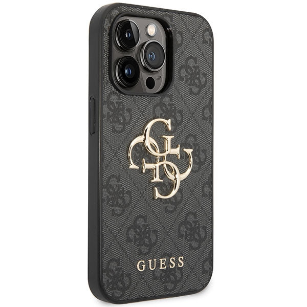 Guess iPhone 15 Pro Max - 4G Big Metal Logo Θήκη με Επένδυση Συνθετικού Δέρματος - Grey - GUHCP15X4GMGGR