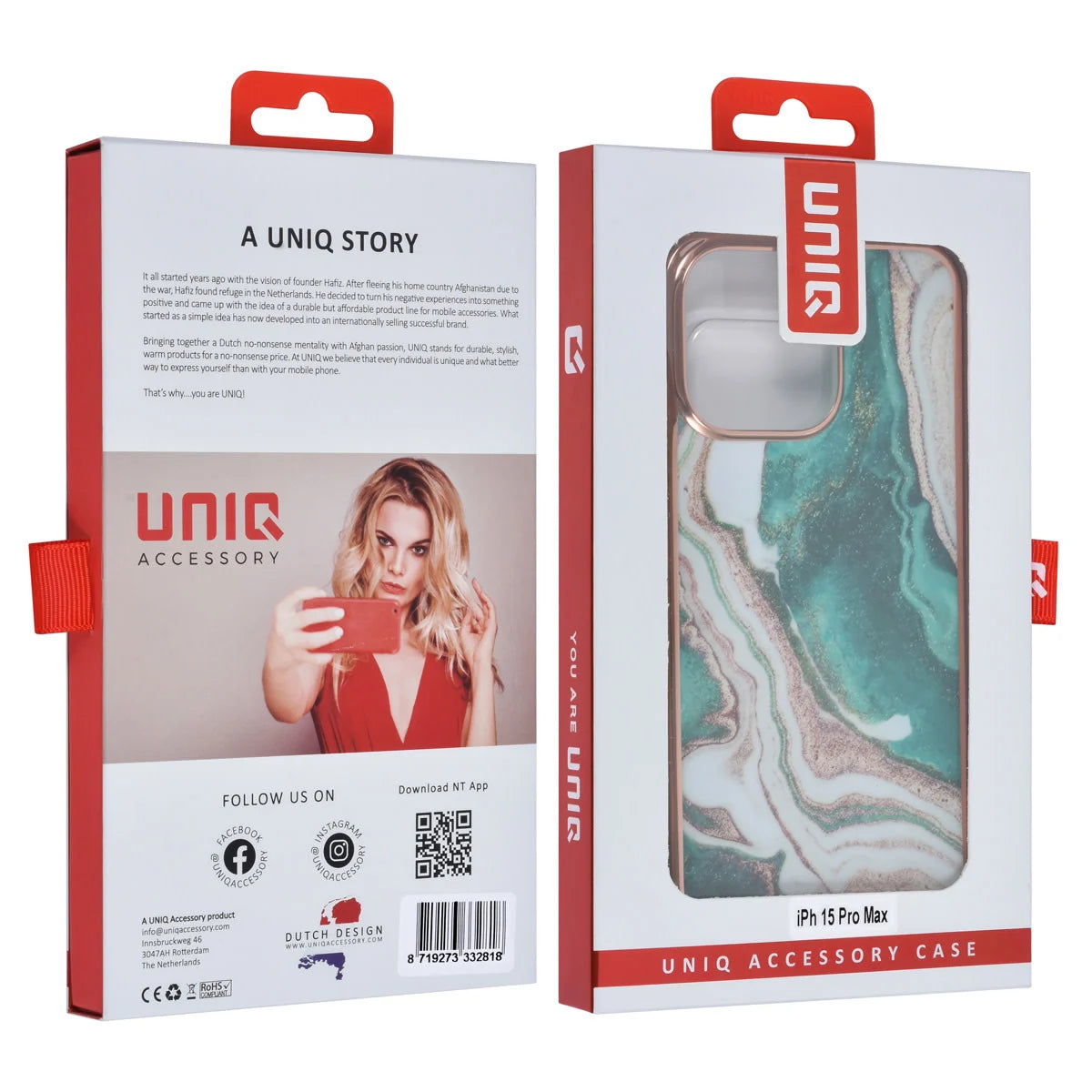 Tuniq iPhone 15 Pro Max - Σκληρή Θήκη με Πλαίσιο Σιλικόνης - Σχέδιο Μάρμαρο - Πράσινη