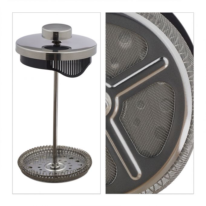 Relaxdays Γαλλική Καφετιέρα 600 ml - Διάφανη / Silver - 4052025423063