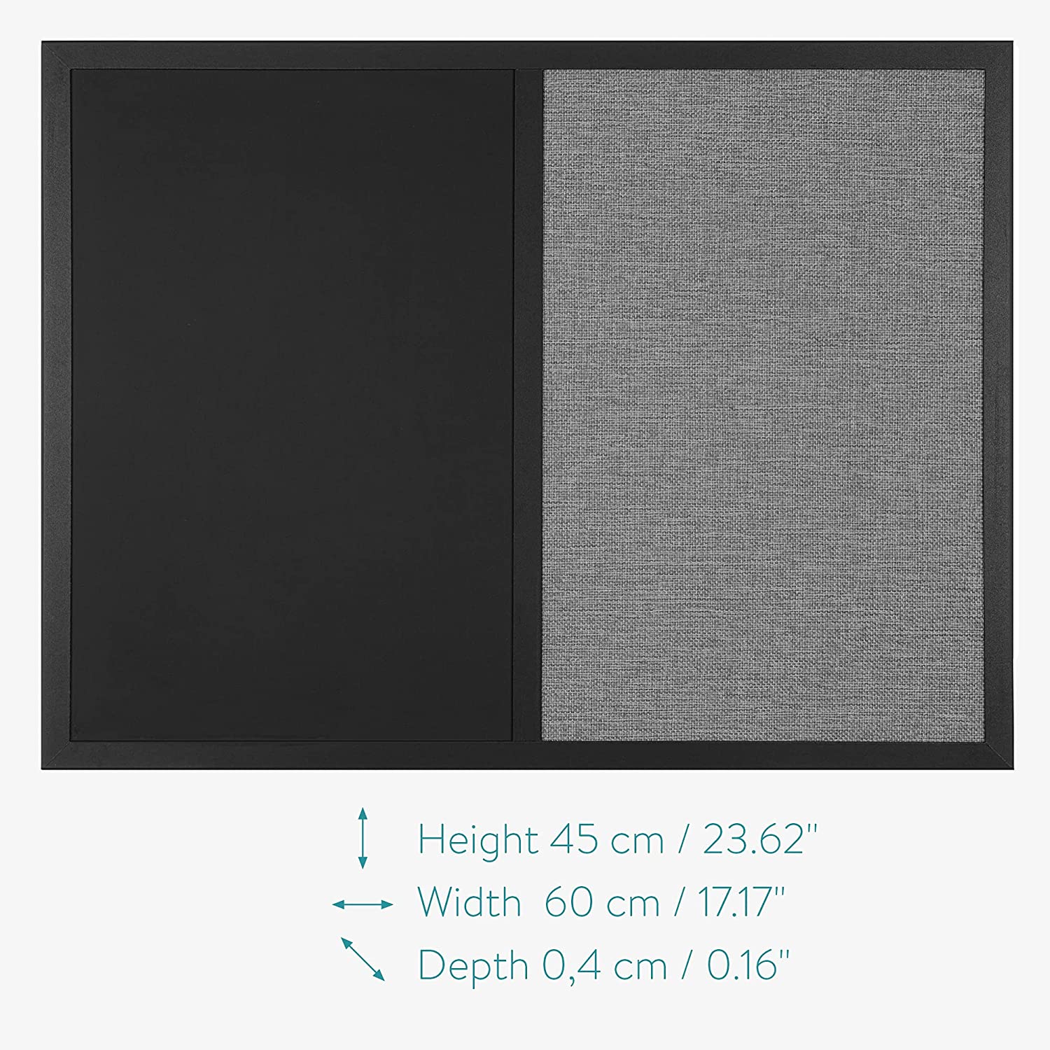 Navaris Combo Board with Chalk and Fabric Boards - Διπλός Πίνακας Ανακοινώσεων με Μαγνητικό Μαυροπίνακα και Πίνακα από Ύφασμα - Black / Beige - 51755.6.11