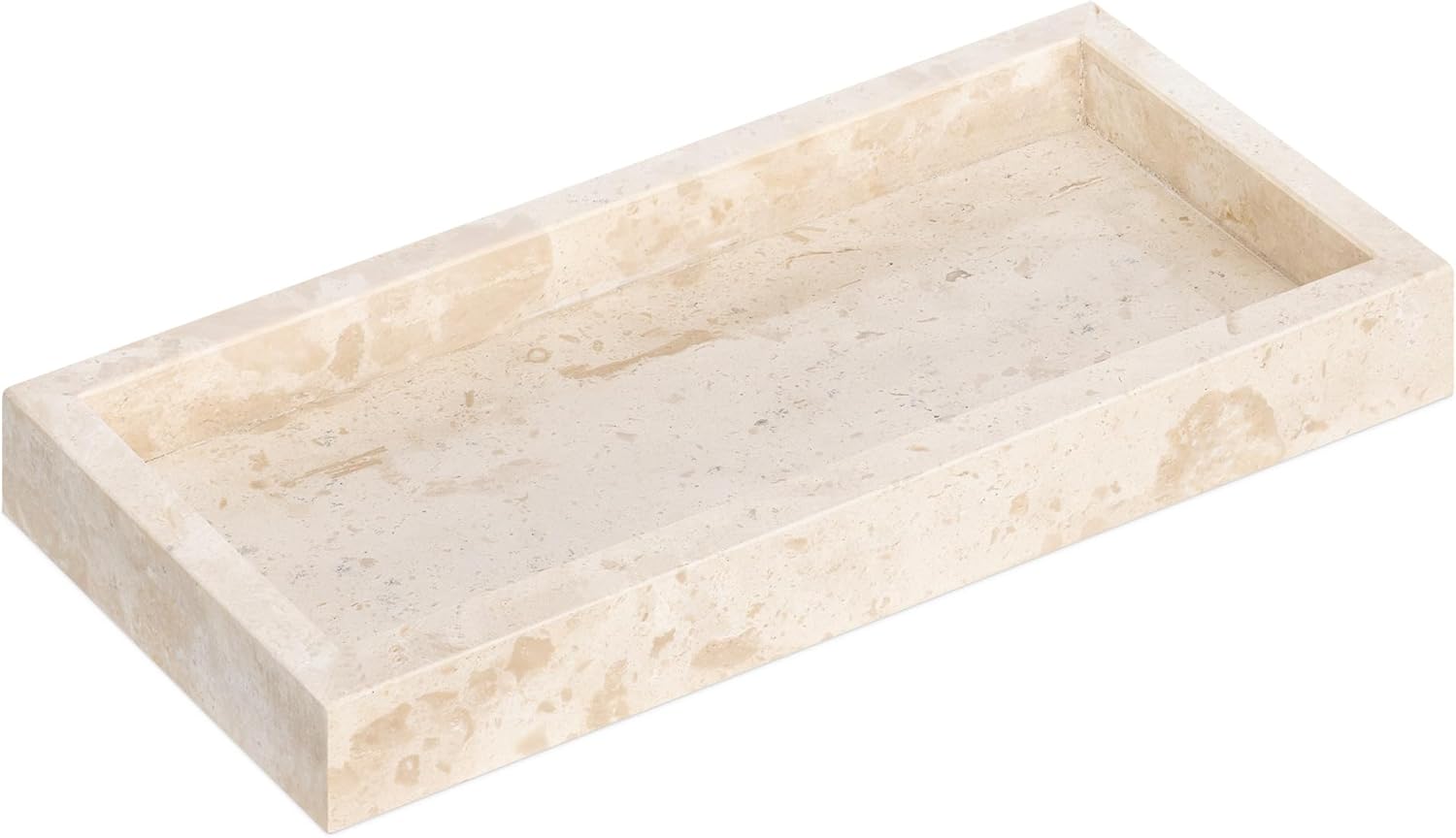 Navaris Διακοσμητικός Δίσκος από Φυσική Πέτρα Τραβερτίνη - 25 x 12 x 3 cm - Natural - 60970.01