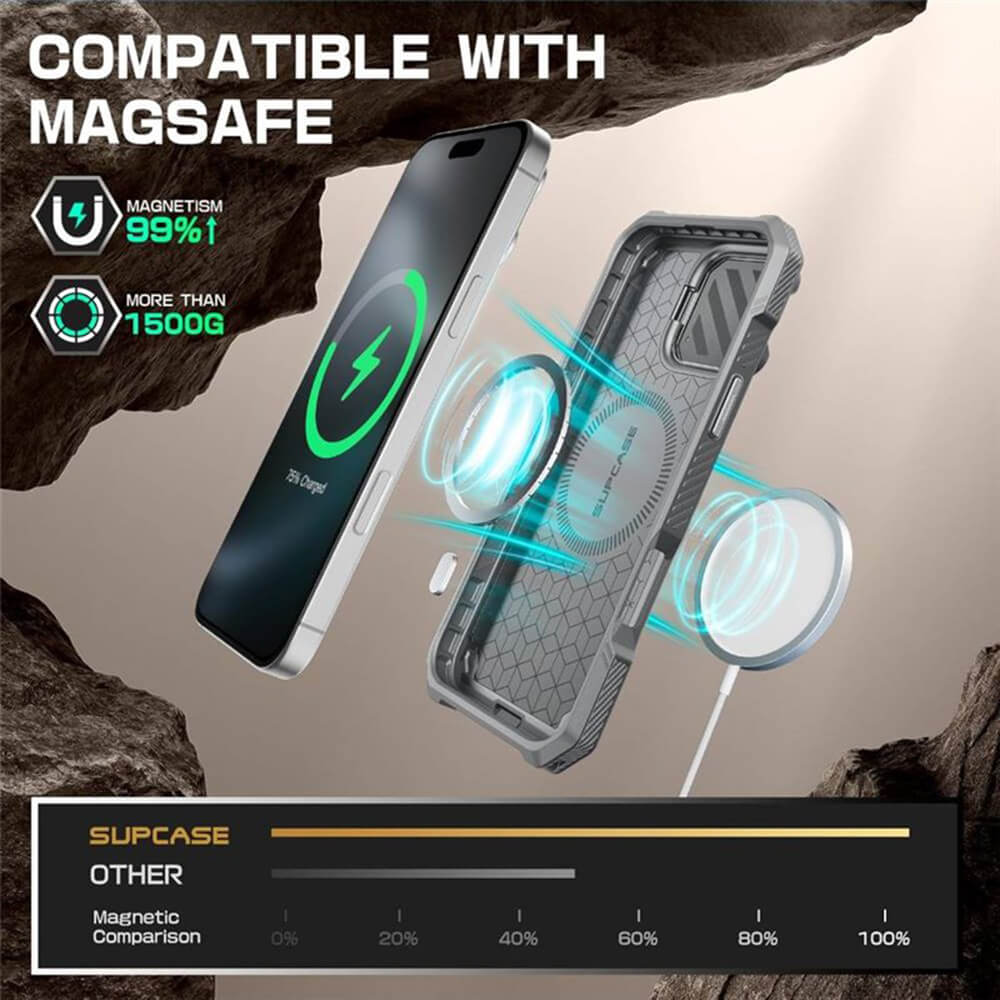 Supcase iPhone 16 Pro Max UB XT Mag Σκληρή Θήκη με Ανοιγόμενο Κάλυμμα Κάμερας / Stand και MagSafe - White