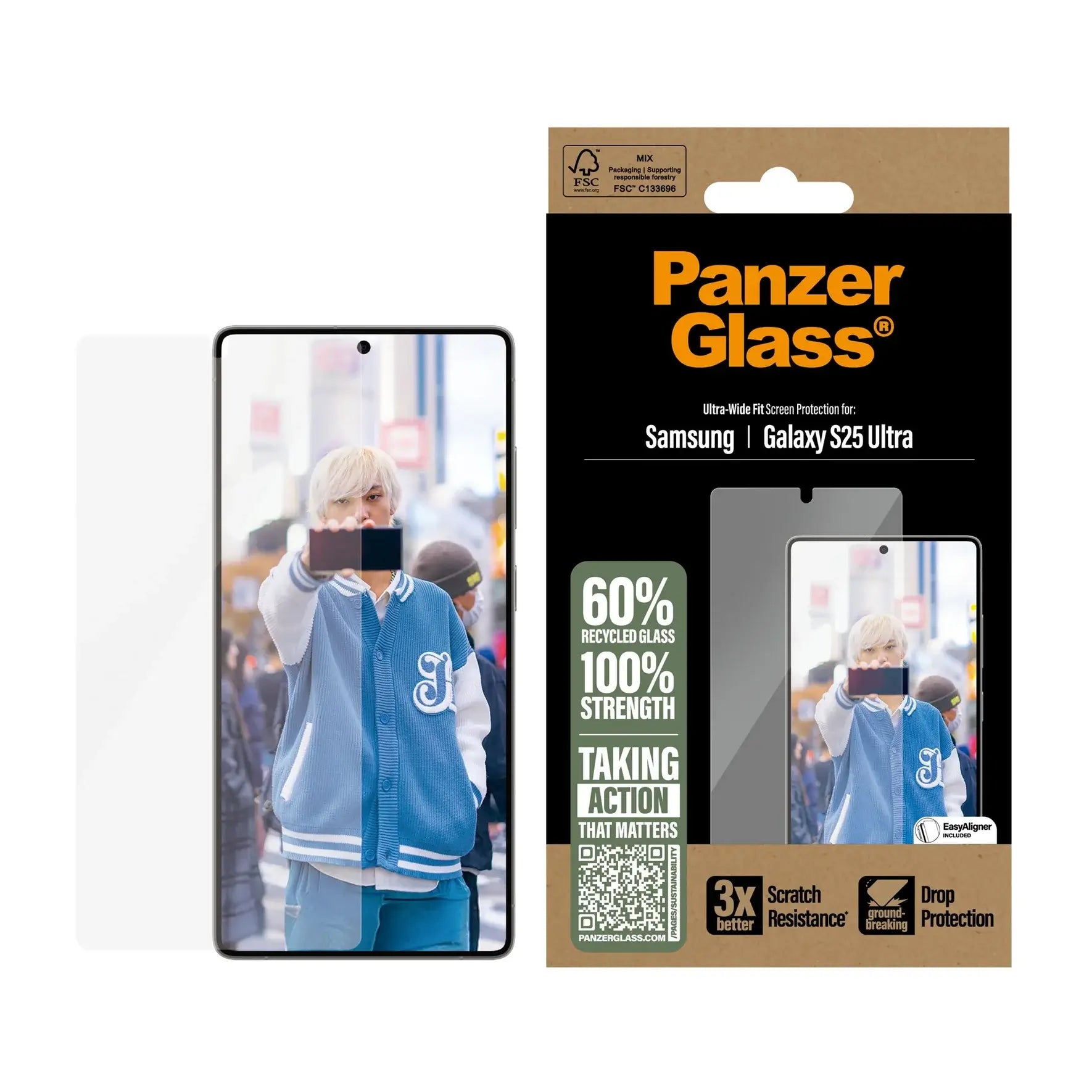 PanzerGlass Samsung Galaxy S25 Ultra - Ultra-Wide Fit Case Friendly Full Screen Αντιχαρακτικό Γυαλί Οθόνης - Διάφανο