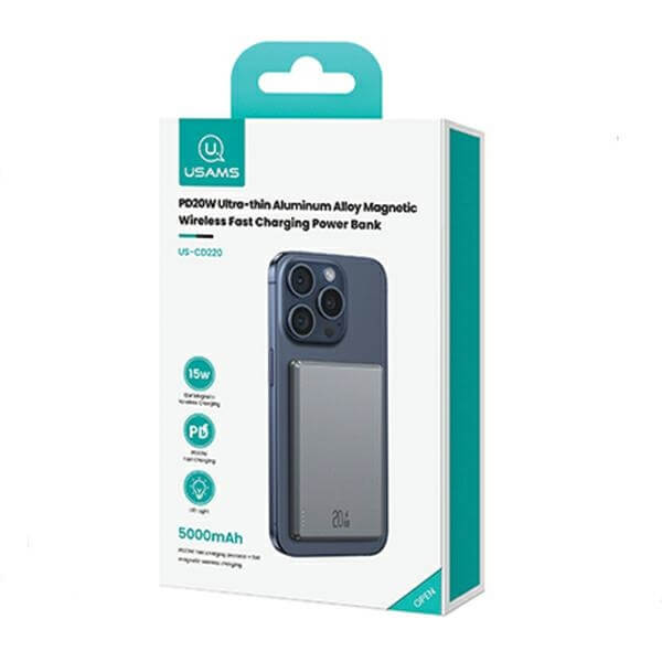 USAMS Inductive Ασύρματο PowerBank με MagSafe 5000mAh 20W - Dark Grey