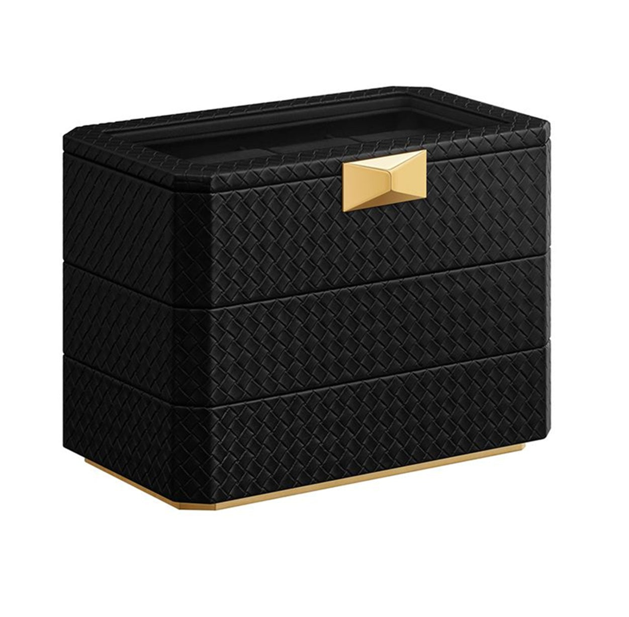 Songmics Κουτί Αποθήκευσης Κοσμημάτων και Pολογιών με 3 Επίπεδα - Ink Black - JWB021B01