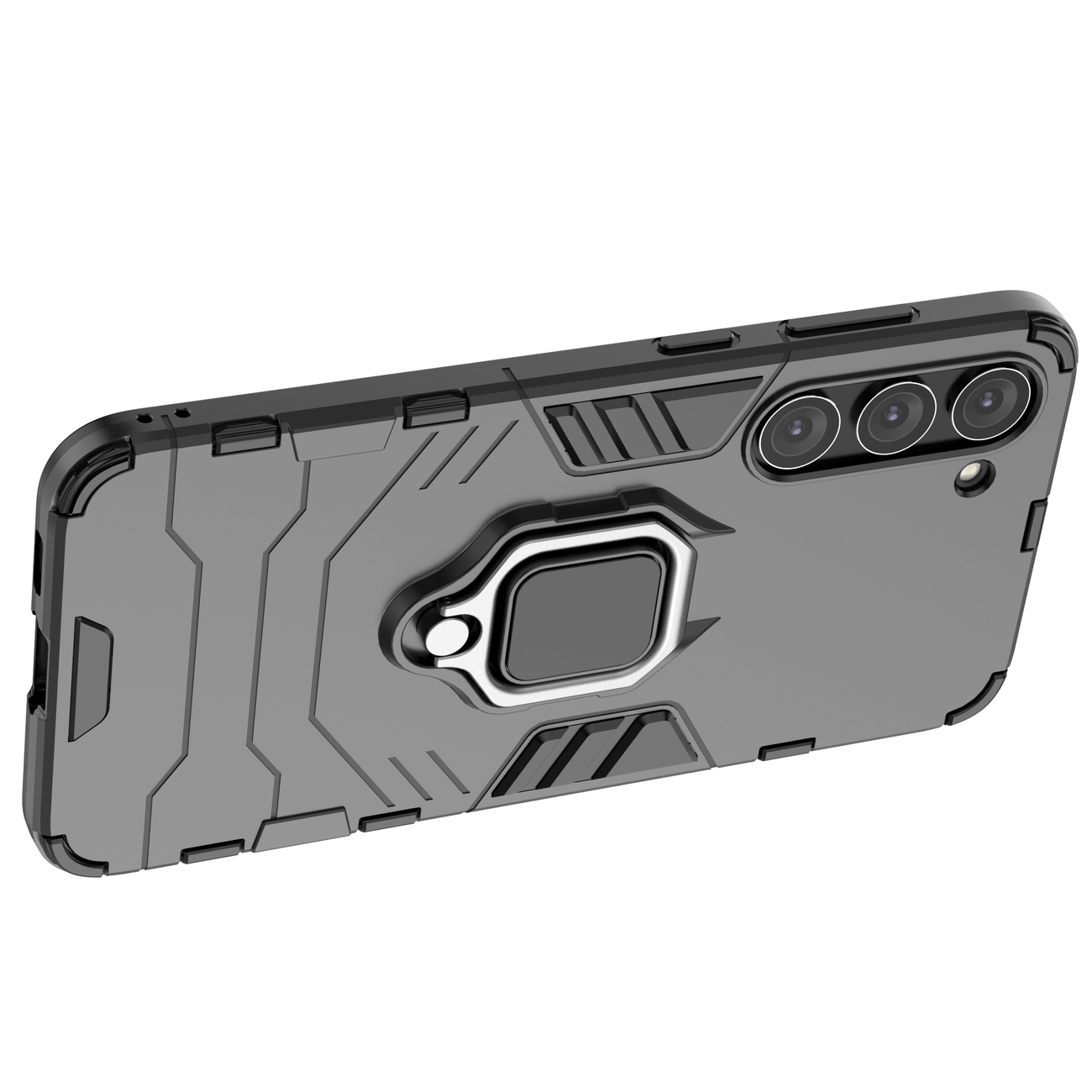 OEM Samsung Galaxy S23 Plus Rugged Armor Σκληρή Θήκη Υψηλής Προστασίας με Πλαίσιο Σιλικόνης και Δαχτυλίδι Συγκράτησης - Black
