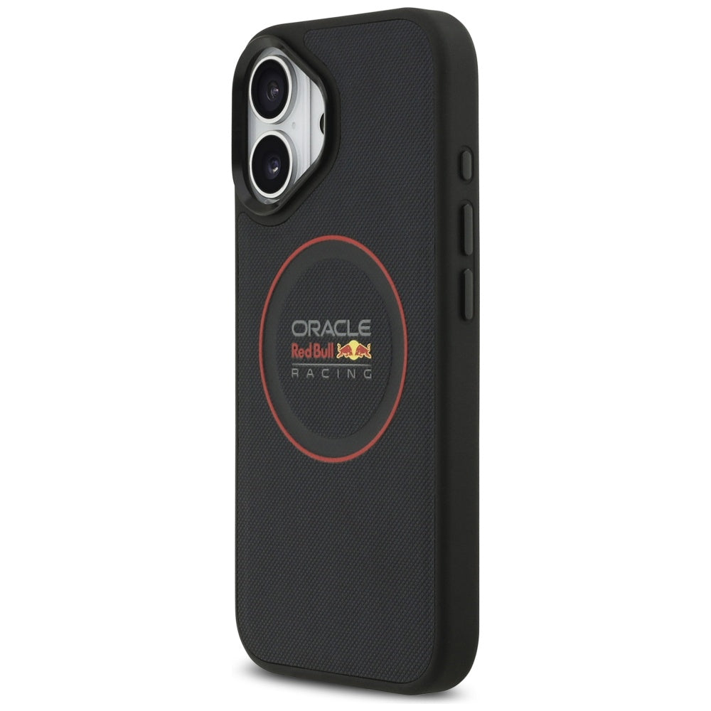 Red Bull iPhone 17 - Meshed Red Ring and Metal Buttons MagSafe - Σκληρή Θήκη με Επένδυση Οικολογικού Δέρματος - Navy - RBHMP17S24PUILVR