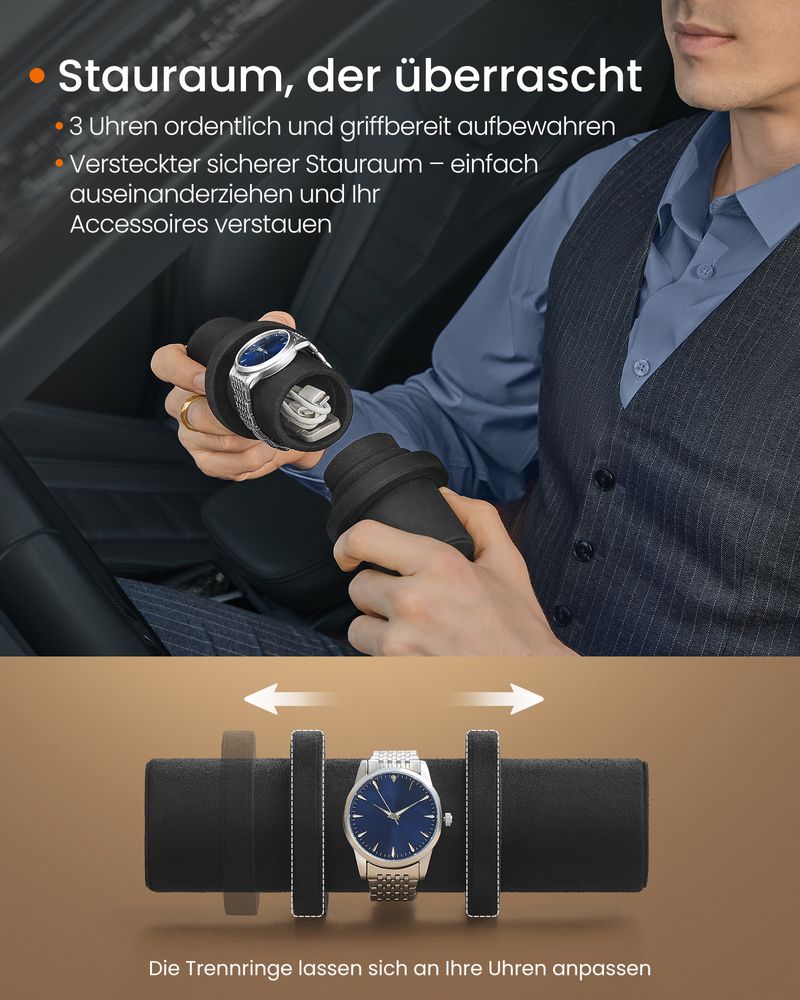 Songmics Θήκη Αποθήκευσης Pολογιών Ταξιδίου - Ink Black - JWB027B01