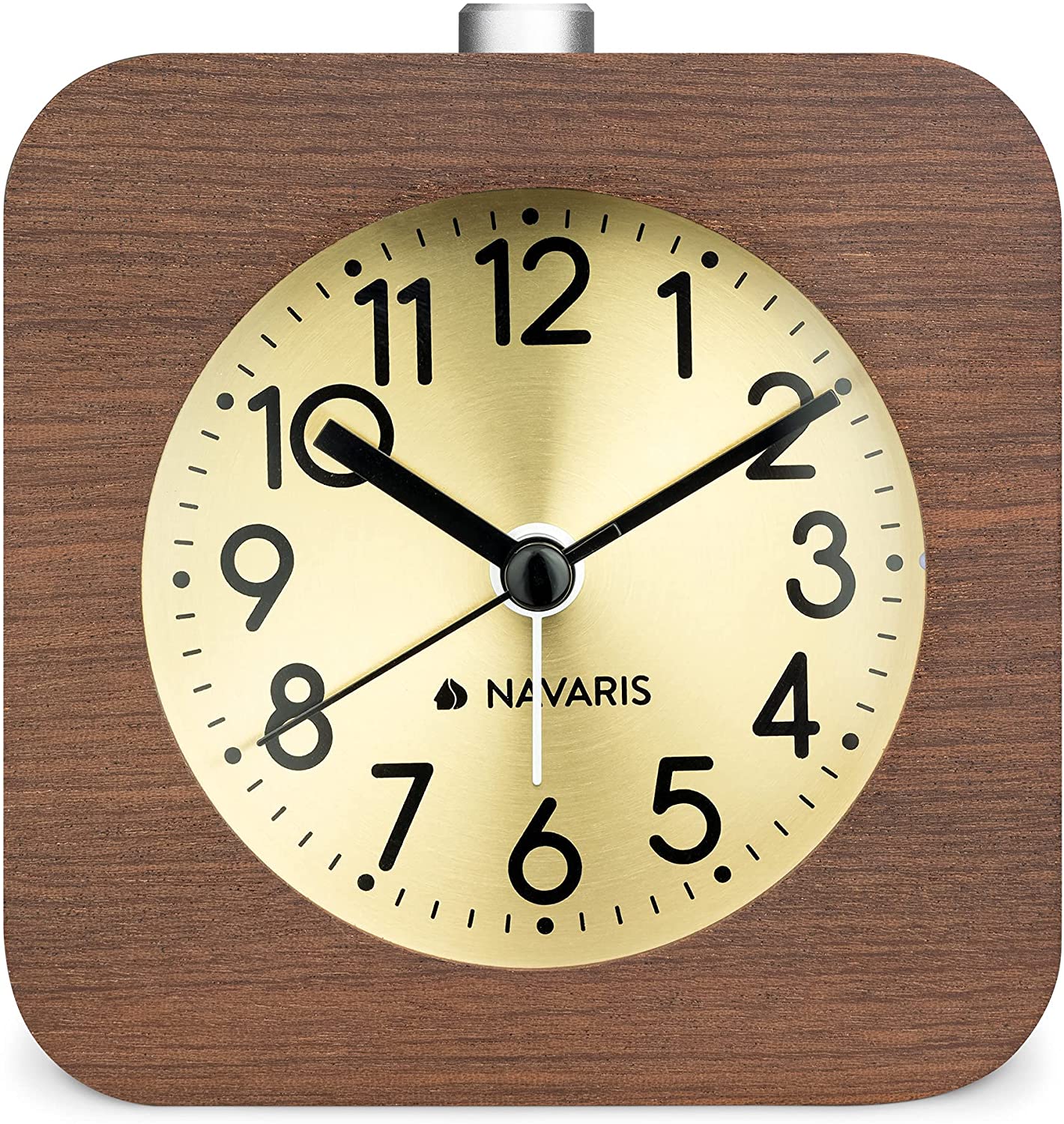 Navaris Αναλογικό Επιτραπέζιο Ρολόι και Ξυπνητήρι - Design Retro Square - Dark Brown / Gold - 54264.18.21