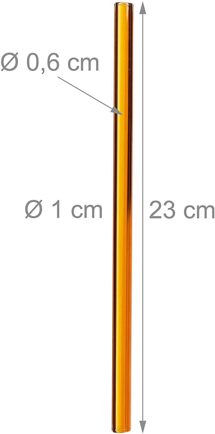 Relaxdays Σετ με 6 Επαναχρησιμοποιούμενα Ίσια Καλαμάκια από Γυαλί - Long - Colorful - 4052025912611