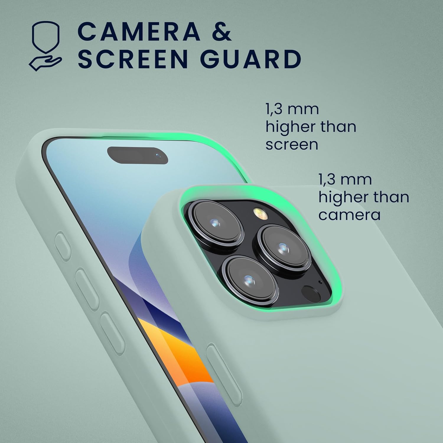 KW iPhone 16 Pro Θήκη Σιλικόνης Rubberized TPU - Cool Mint