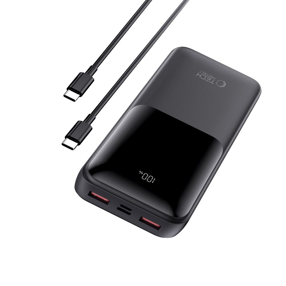Tech-Protect PB02-22.5W Power Bank 20000mAh με 2 Θύρες USB με 1 Θύρα Type-C και 1 Θύρα Micro-USB - Black - likebrands.gr