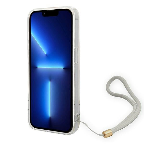 Guess iPhone 14 Pro Flower Strap Σκληρή Θήκη με Πλαίσιο Σιλικόνης και Λουράκι - Purple - GUOHCP14LHFLSU