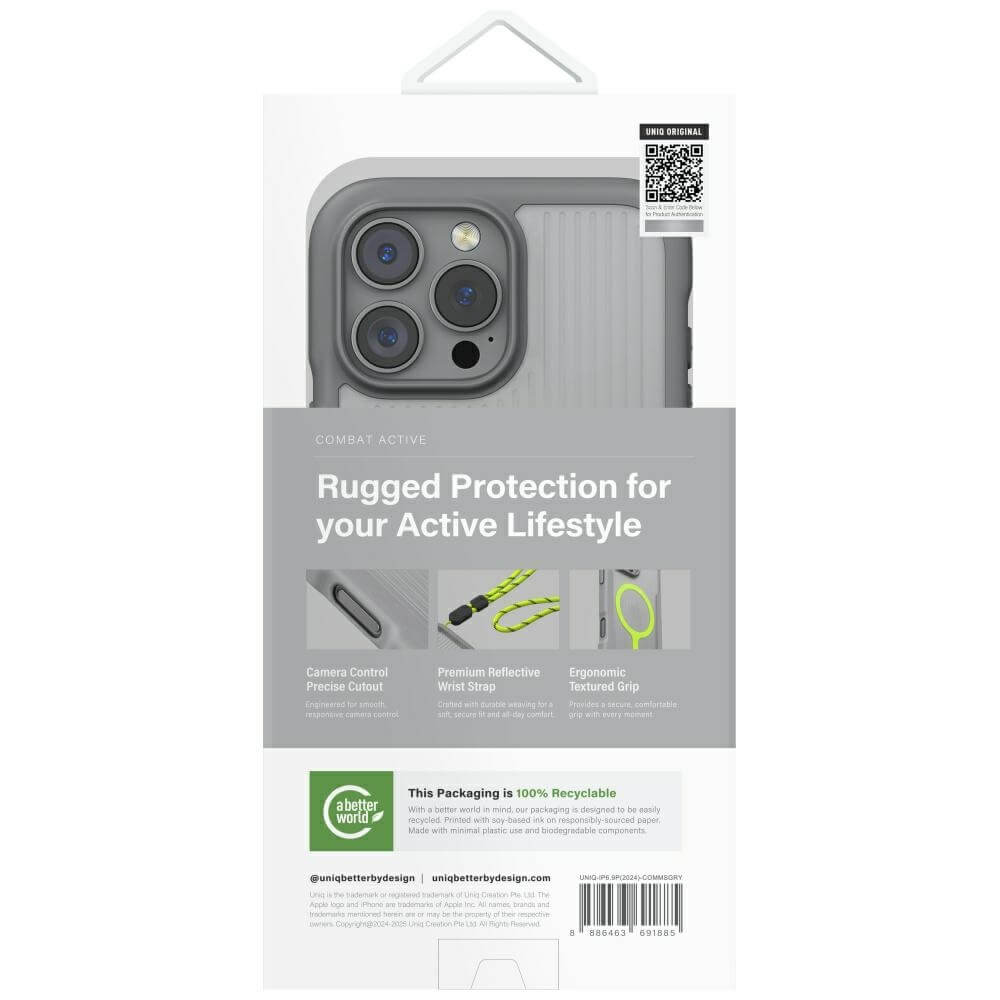 Uniq iPhone 16 Pro Max Combat Active MagClick Charging - Σκληρή Θήκη με Πλαίσιο Σιλικόνης και MagSafe - Grey