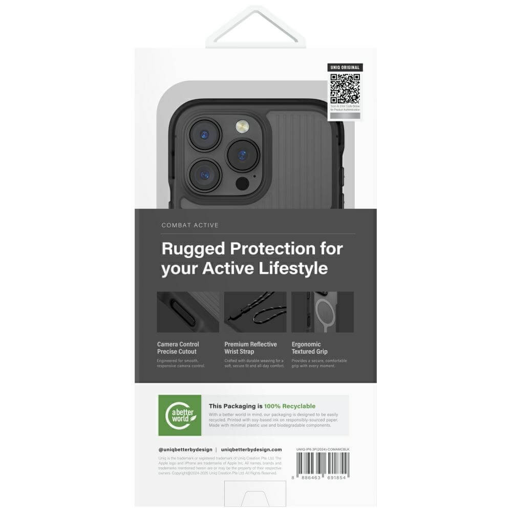 Uniq iPhone 16 Pro Combat Active MagClick Charging - Σκληρή Θήκη με Πλαίσιο Σιλικόνης και MagSafe - Black
