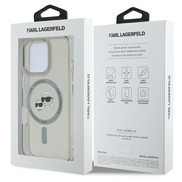 Karl Lagerfeld iPhone 16 Pro - IML Metal Karl and Choupette Head - Σκληρή Θήκη με Πλαίσιο Σιλικόνης και MagSafe - Black - KLHMP16LHLSKCK