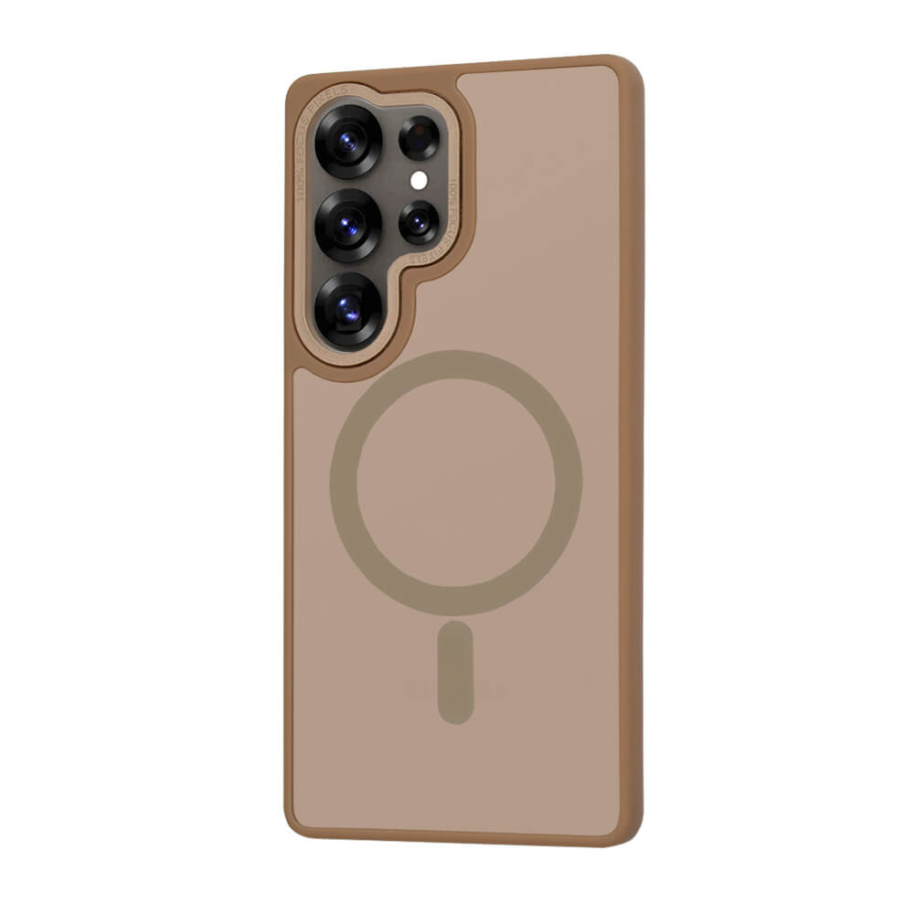 Techsuit Samsung Galaxy S25 Ultra - HaloFrost MagSafe Series - Σκληρή Θήκη με Πλαίσιο Σιλικόνης - Sandstone Brown