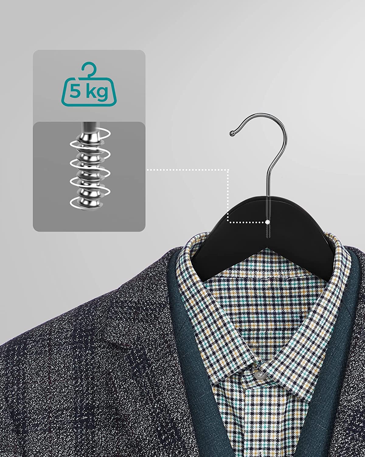 Songmics Σετ με 20 Ξύλινες Κρεμάστρες Ρούχων - Black - CRW02B-20