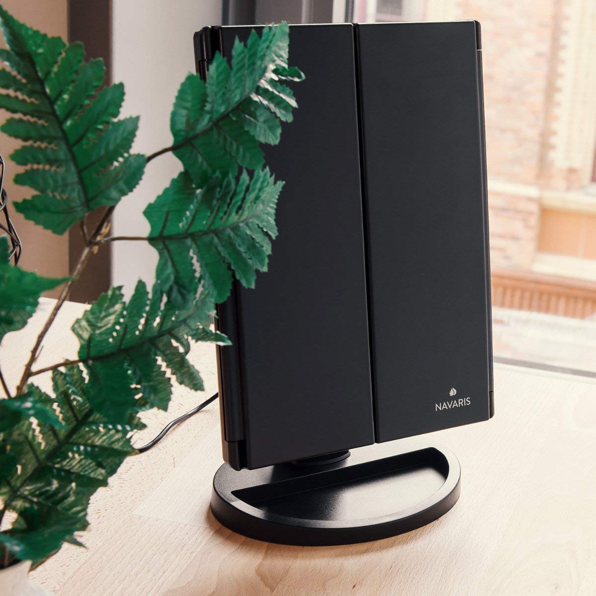 Navaris LED Foldable Cosmetic Mirror - Φωτιζόμενος Καθρέπτης LED - Matte Black - 43457.47