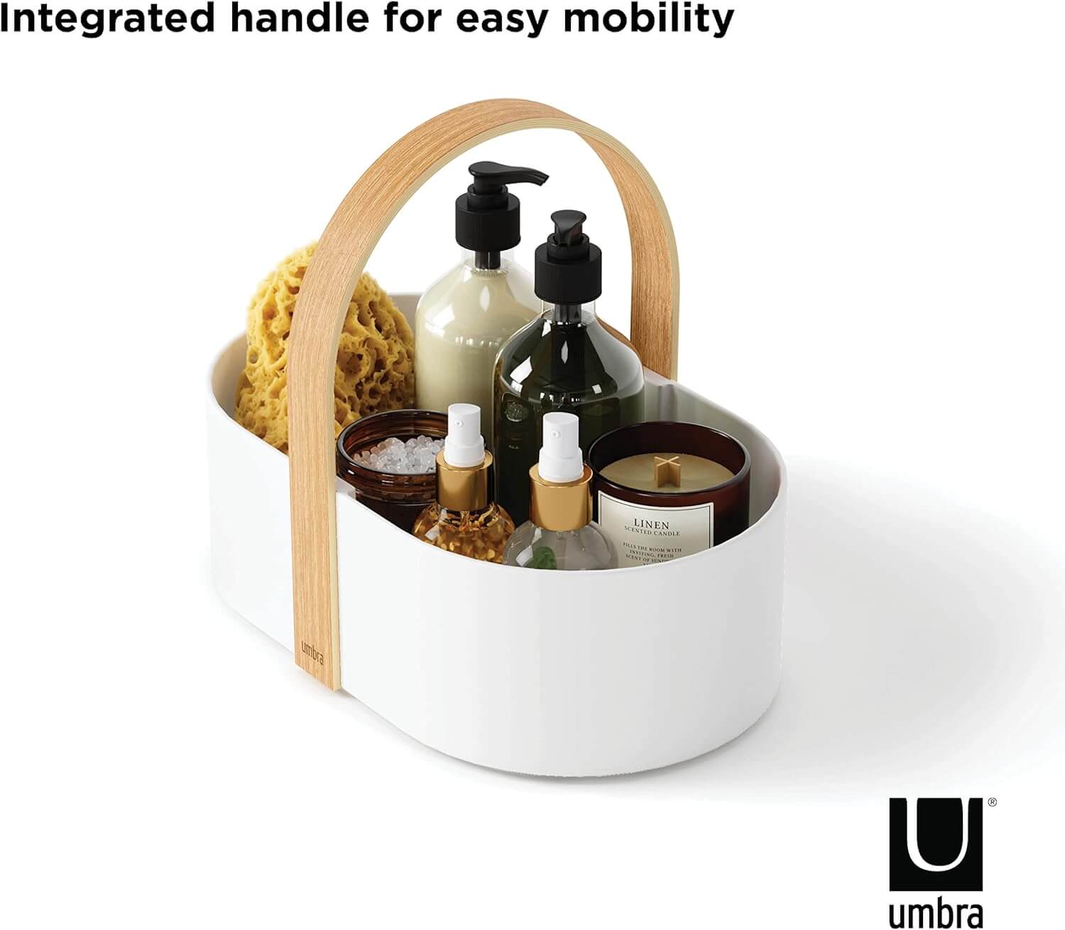 Umbra Bellwood Caddy Κουτί Αποθήκευσης - Οργάνωσης με Ξύλινη Λαβή - Natural / White