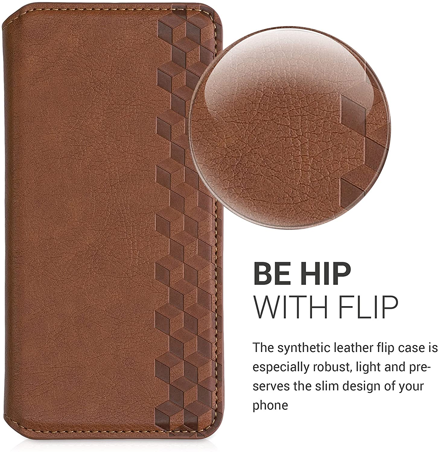 KW Samsung Galaxy S21 Θήκη Δερματίνη Flip - Design Cubes - Light Brown - 54390.01