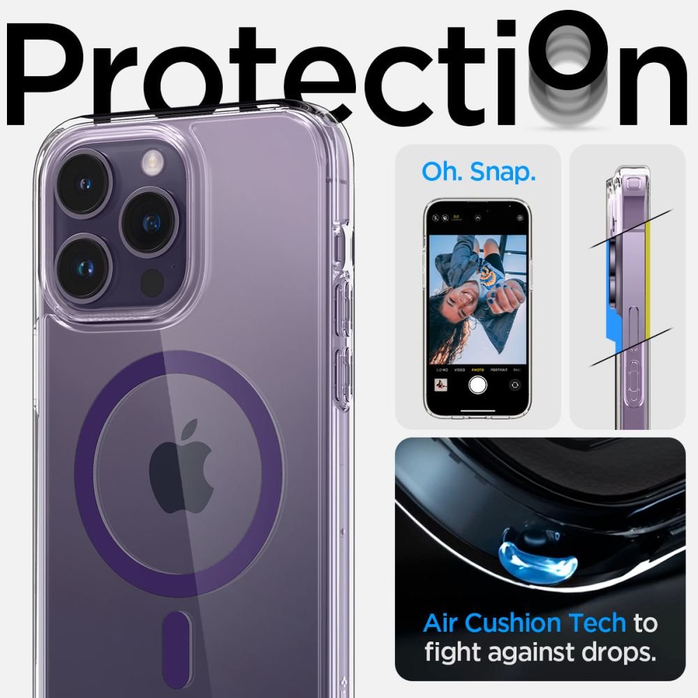Spigen iPhone 14 Pro Ultra Hybrid Mag Σκληρή Θήκη με Πλαίσιο Σιλικόνης Και MagSafe - Deep Purple / Διάφανη