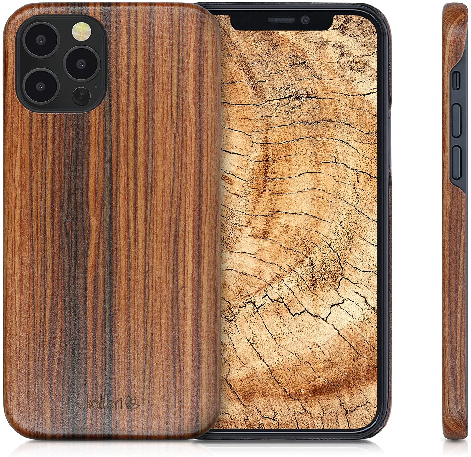 Kalibri iPhone 12 / iPhone 12 Pro Σκληρή Θήκη από Φυσικό Ξύλο - Brown - 53047.05