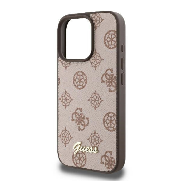 Guess iPhone 16 Pro Max - Peony Script - MagSafe Θήκη με Επένδυση Συνθετικού Δέρματος - Brown - GUHMP16XPGPYSW