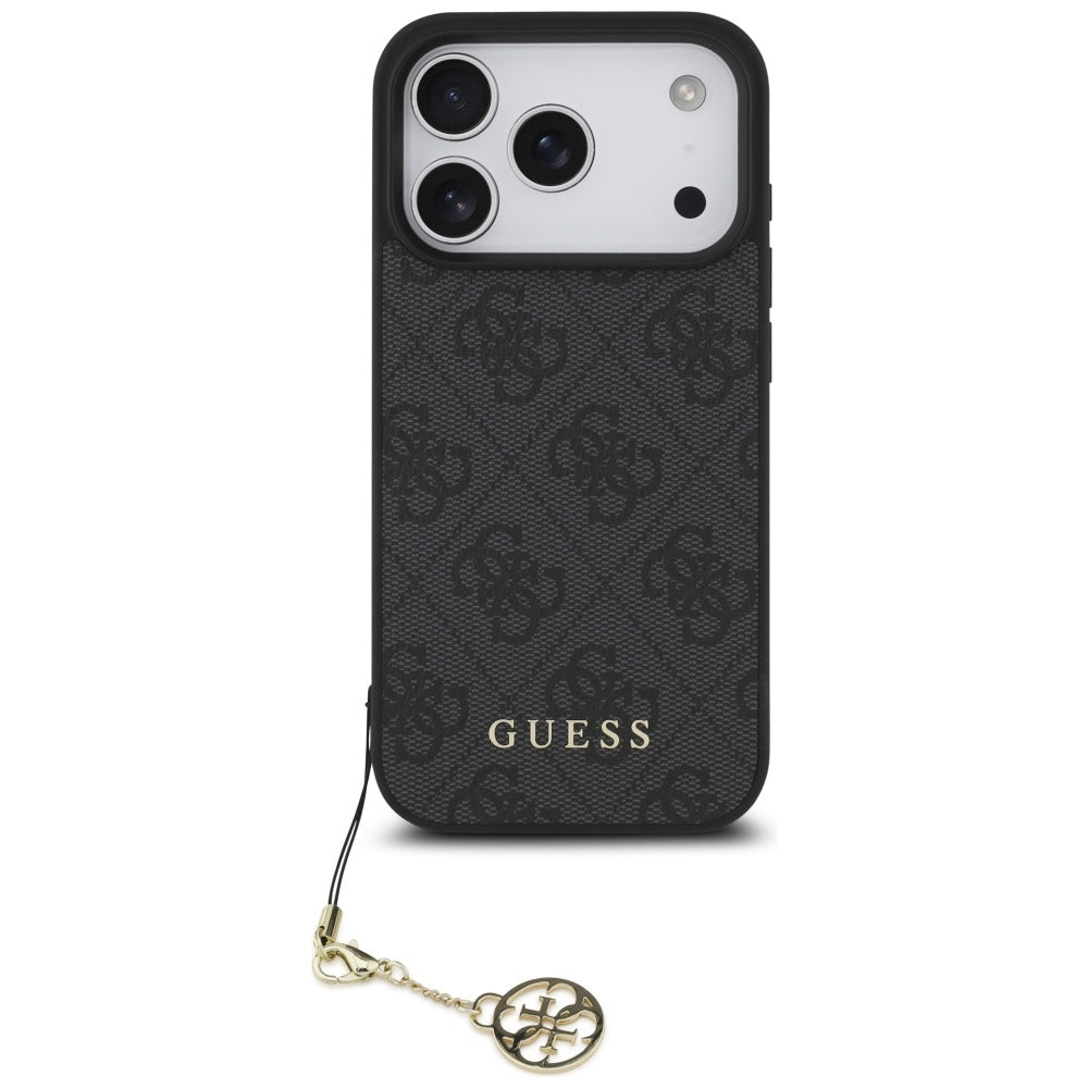 Guess iPhone 17 Pro - 4G Charms Collection MagSafe - Θήκη με Επένδυση Συνθετικού Δέρματος - Black - GUHMP17LGF4GCK
