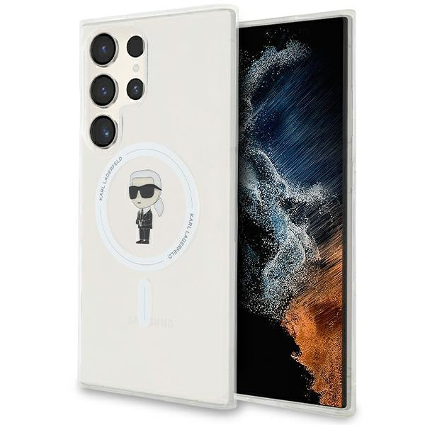 Karl Lagerfeld Samsung Galaxy S24 Ultra - IML Ikonik - Magsafe Σκληρή Θήκη με Πλαίσιο Σιλικόνης - Διάφανη - KLHMS24LHFCKNOT