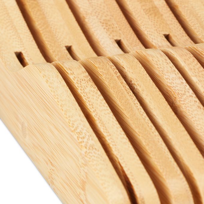 Relaxdays Θήκη Μαχαιριών για Συρτάρι από Μπαμπού - XXL - Natural - 4052025907778