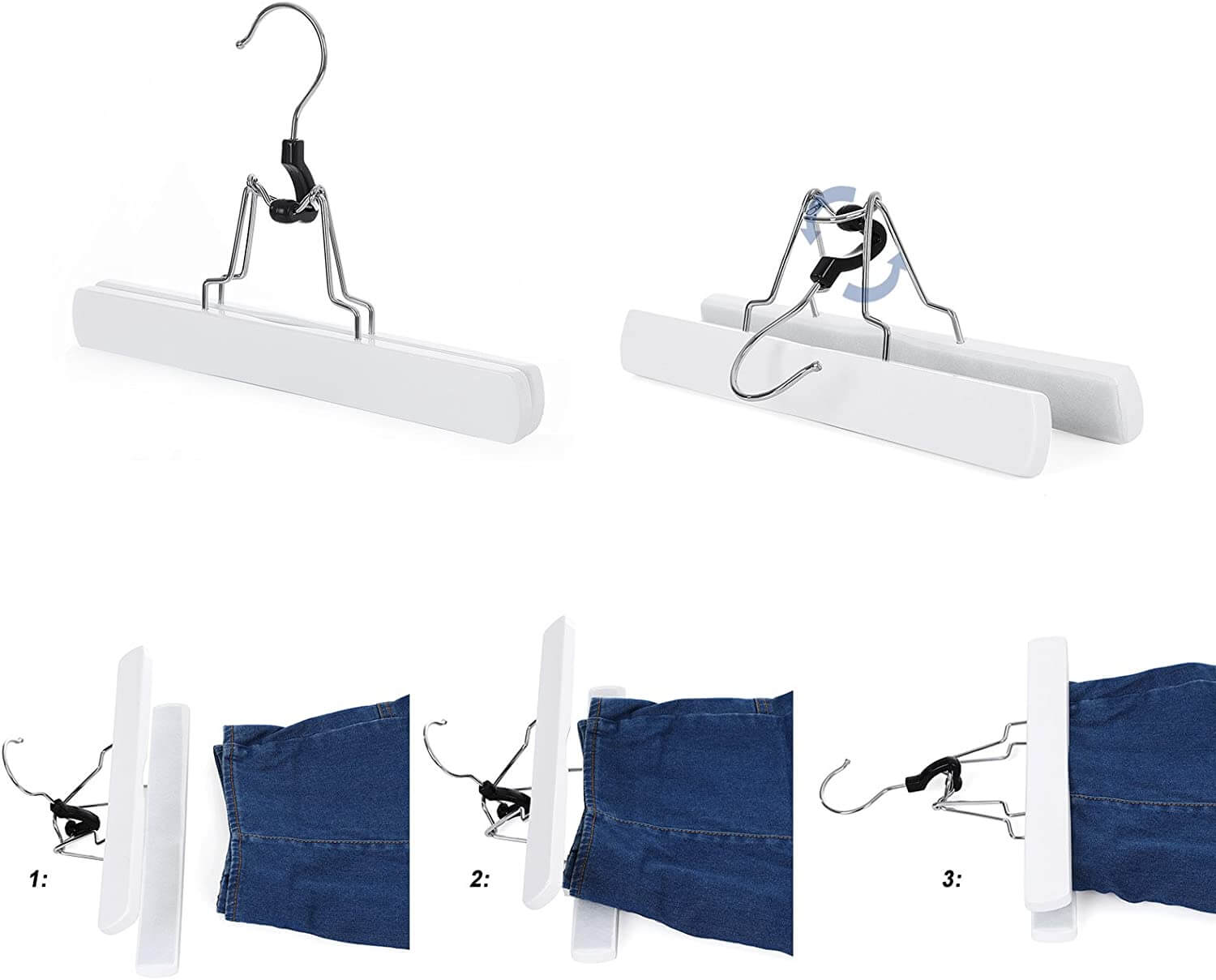 Songmics Σετ με 12 Ξύλινες Κρεμάστρες Παντελονιών - White - CRW07W-12