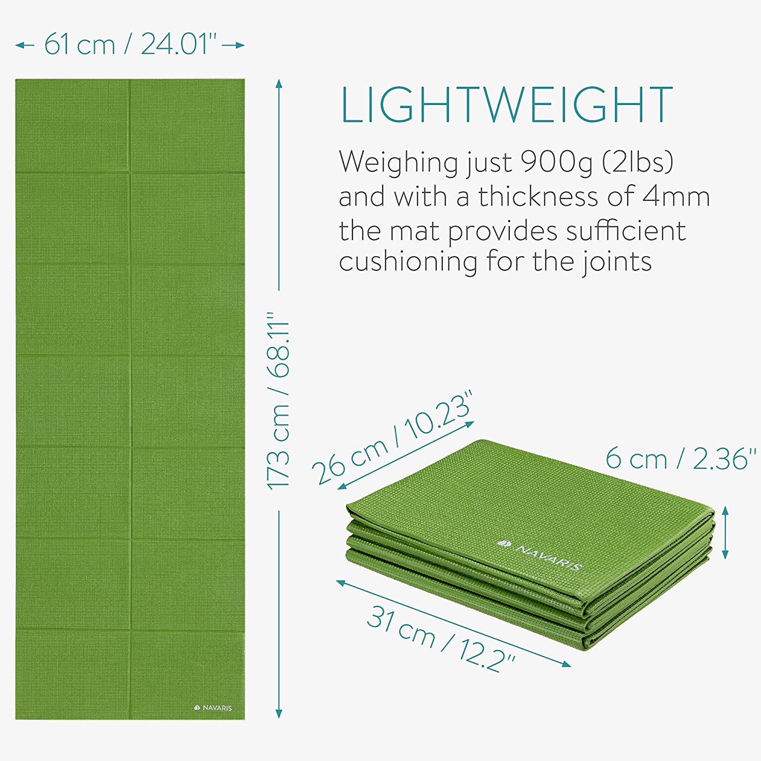 Navaris Workout Mat Στρώμα Γυμναστικής για Γυμναστική / Yoga / Pilates - 4mm Πάχος - Green - 45983.07