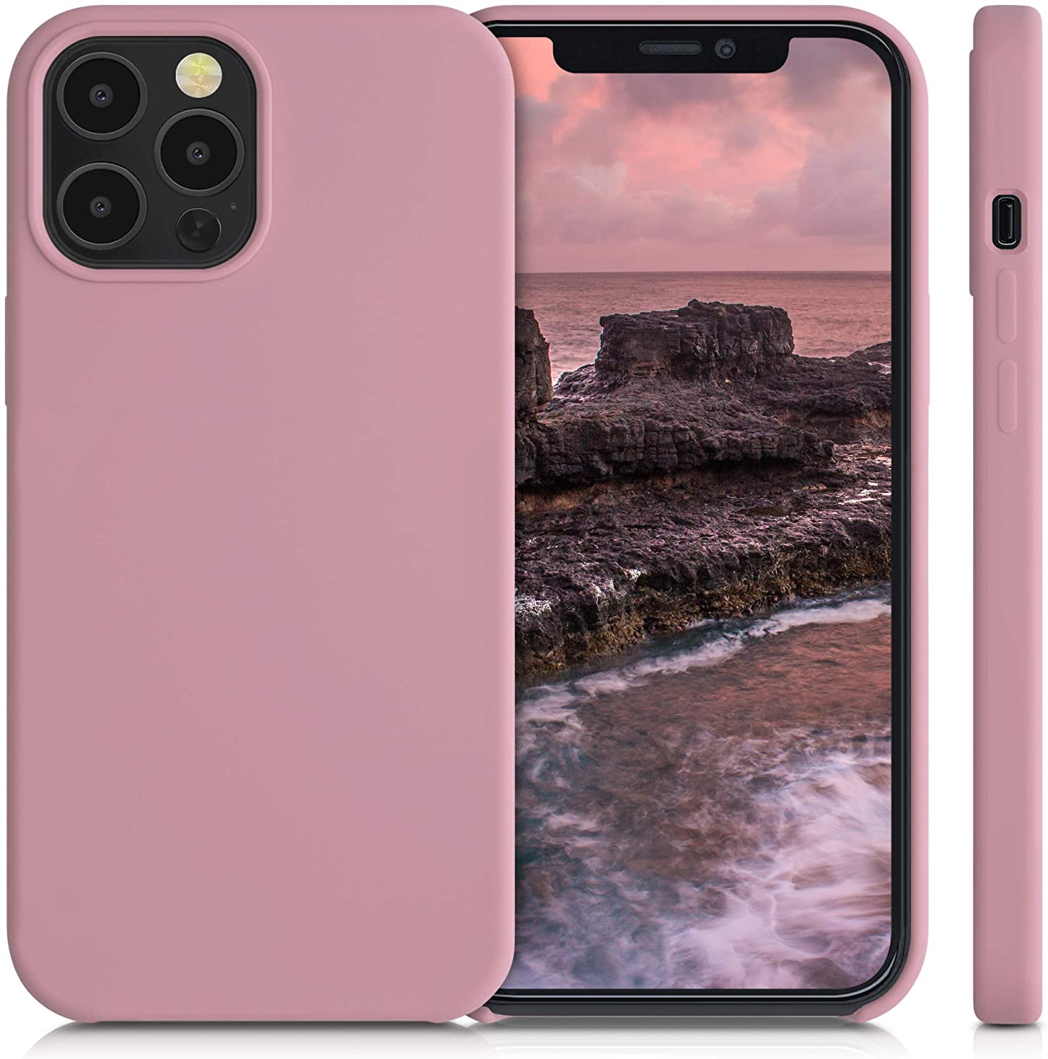 KW iPhone 12 / iPhone 12 Pro Θήκη Σιλικόνης Rubber TPU - Rose Tan - 52641.193