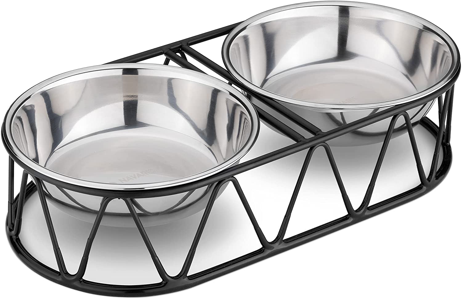 Navaris Pet Bowl - Σετ με 2 Μπολ Φαγητού και Νερού με Μεταλλική Βάση για Κατοικίδια - 54102.01