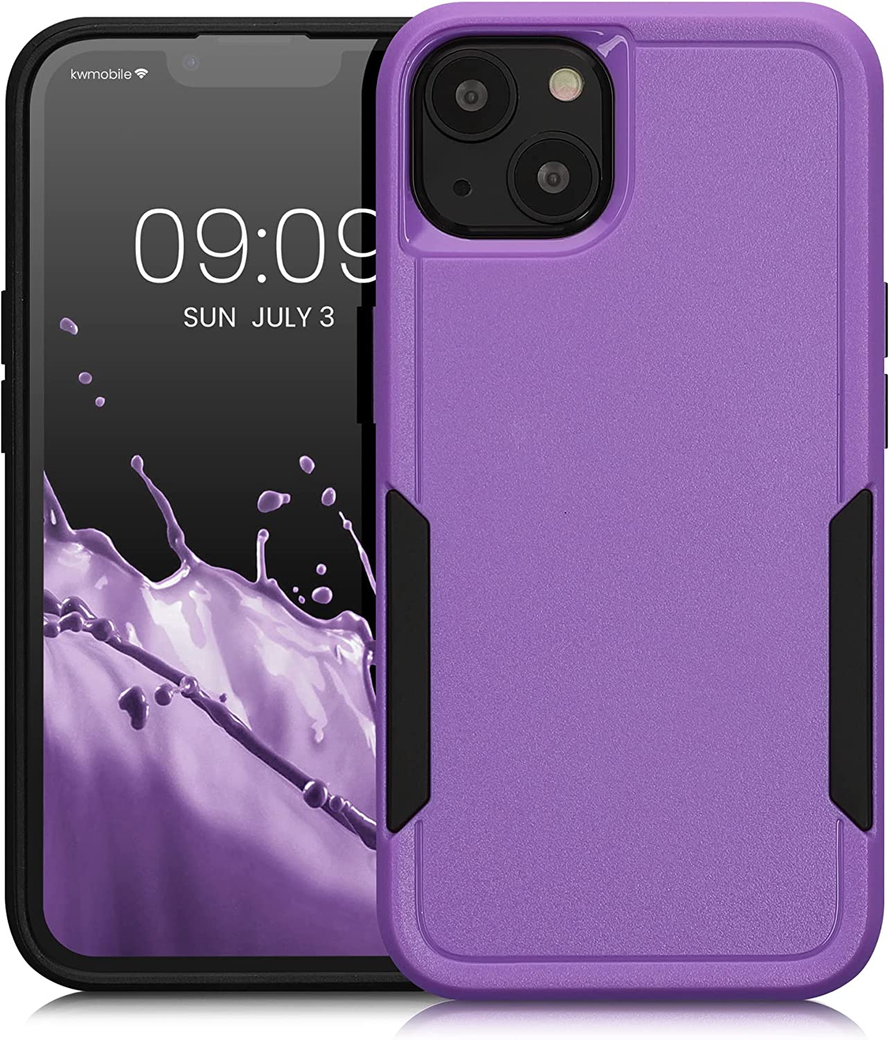 KW iPhone 13 Shockproof Hybrid Σκληρή Θήκη με Πλαίσιο Σιλικόνης TPU - Lavender / Black - 59198.108