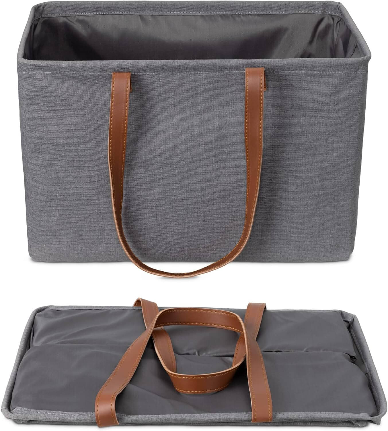 Navaris Πτυσσόμενο Καλάθι Απλύτων με Υφασμάτινο Κλείσιμο και Πλαϊνές Λαβές - 37L - Grey - 58835.01