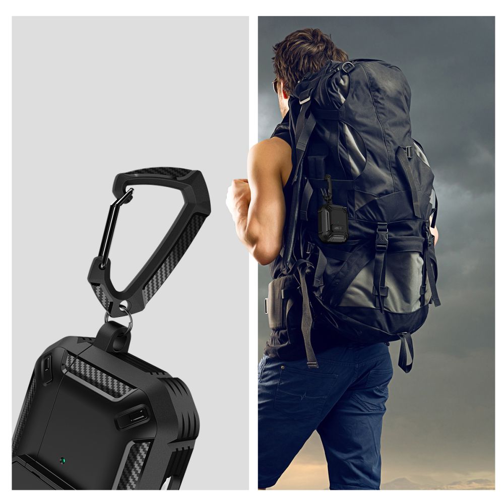 Tech-Protect AirPods 4 - Θήκη από Σκληρό Πλαστικό και Σιλικόνη - Carbonox - Black