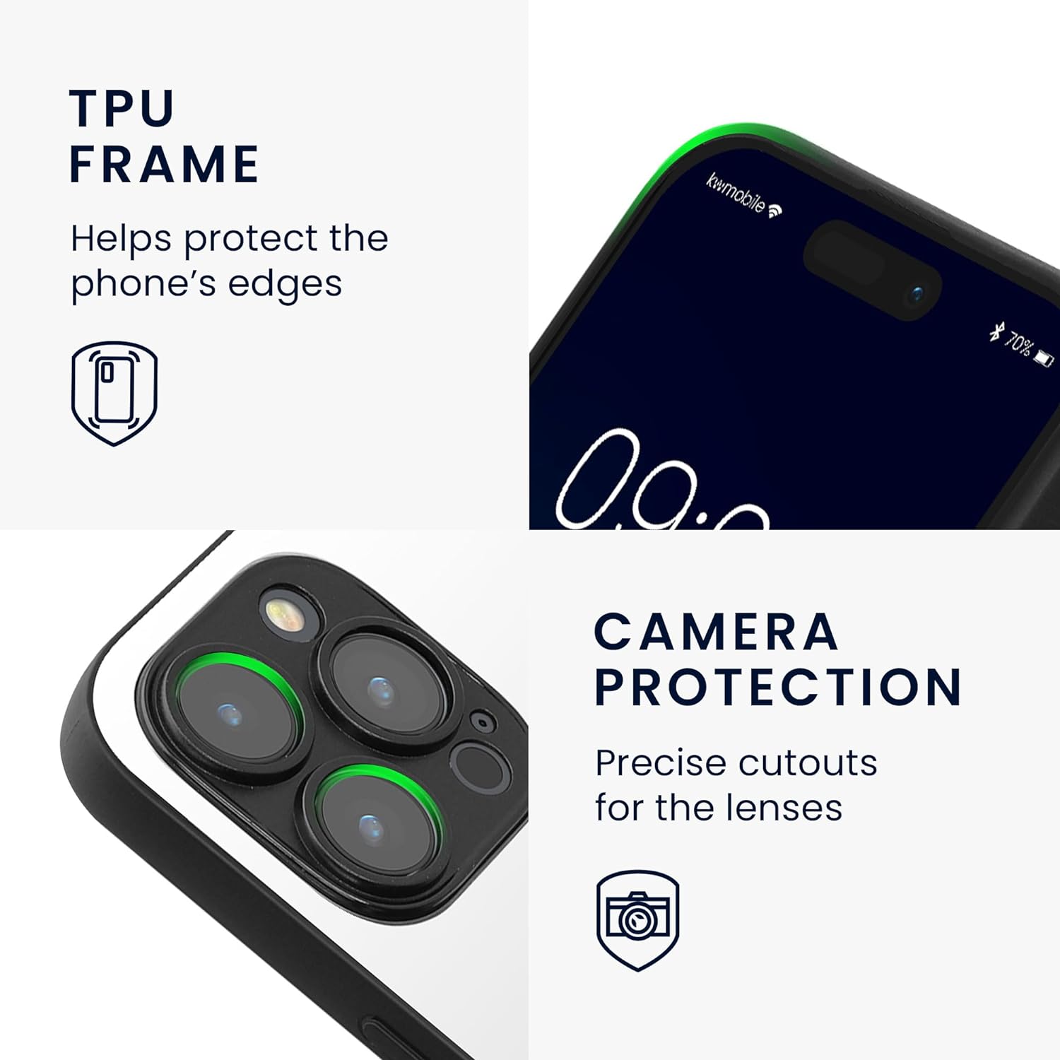 KW iPhone 15 Pro Σκληρή Θήκη Καθρέφτης με Πλαίσιο Σιλικόνης - Silver Mirror