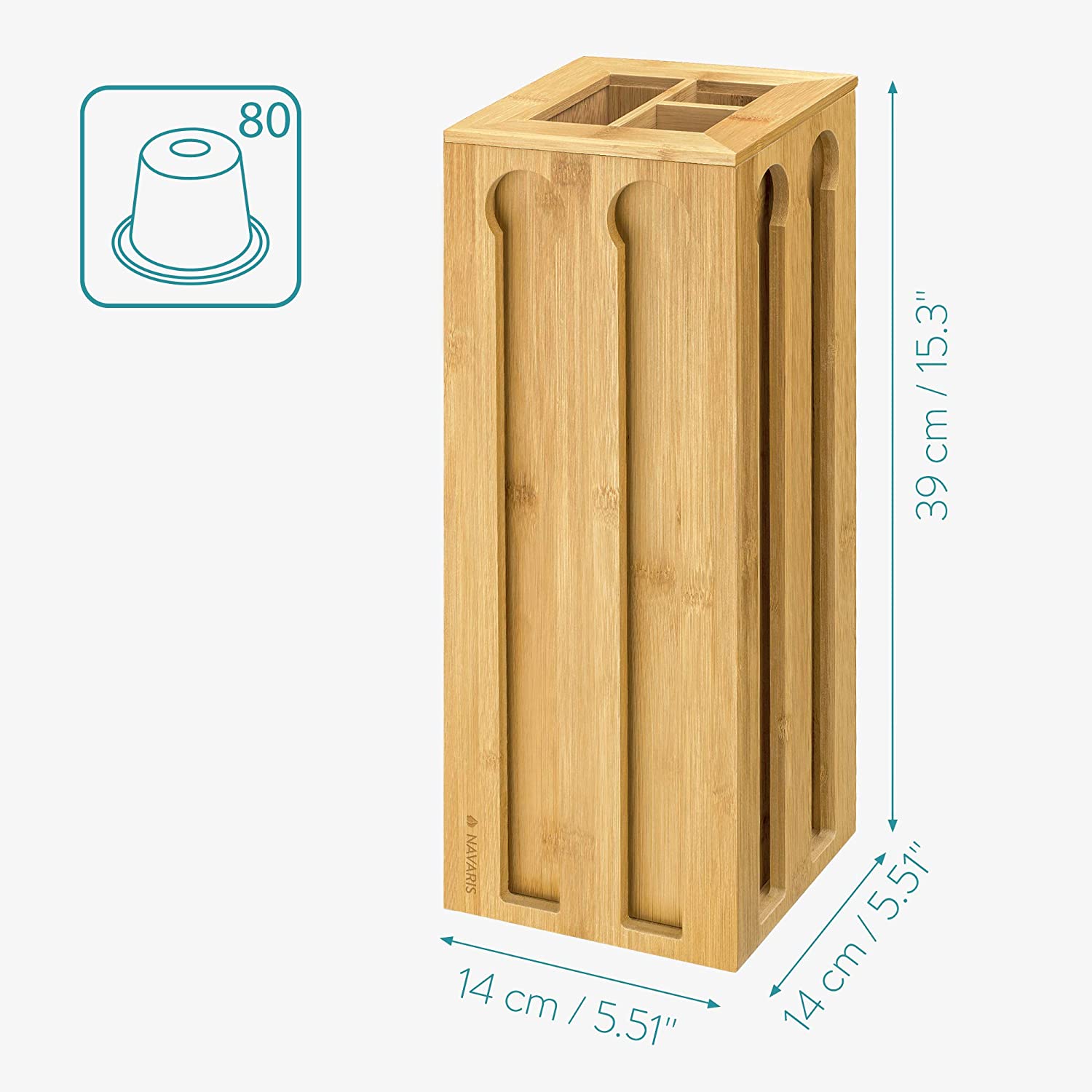 Navaris Βάση για 80 Κάψουλες Nespresso από Μπαμπού - Brown - 52544.01